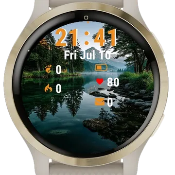 View Lake Surrounded By Trees Garmin watch face preview