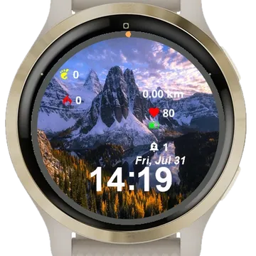 View Mountain Range Lake Foreground Garmin watch face preview
