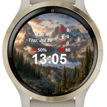 View Mountain Range Lake Garmin watch face preview