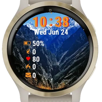 View Mountain Range Snow Garmin watch face preview