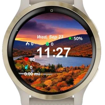 View Mountains Lake Autumn Garmin watch face preview