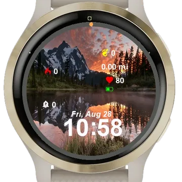 View Mountains Reflected Water Garmin watch face preview