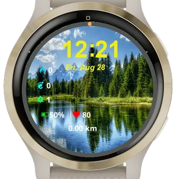 View Mountains Reflected Garmin watch face preview