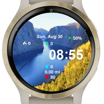 View Mountains Surrounding Lake Garmin watch face preview