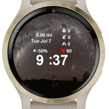 View Night Sky From Rooftop Garmin watch face preview