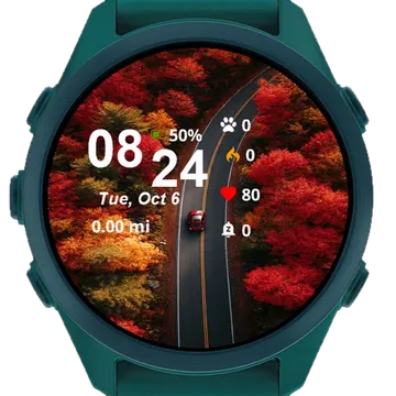 View Red Car Driving Down Garmin watch face preview