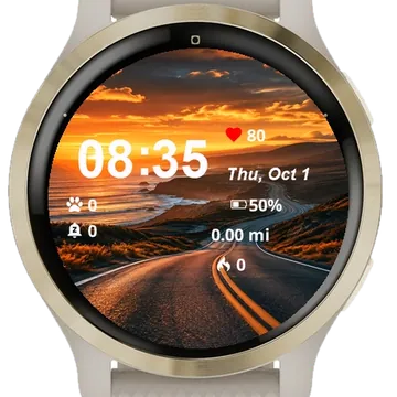 View Road Going Down Ocean Garmin watch face preview