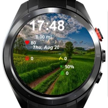 View Sun Setting Over Field Grass Garmin watch face preview