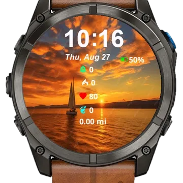 View Sun Setting Over Ocean Garmin watch face preview