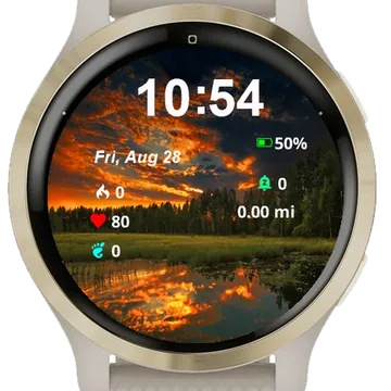 View Sunset Reflected Water Garmin watch face preview