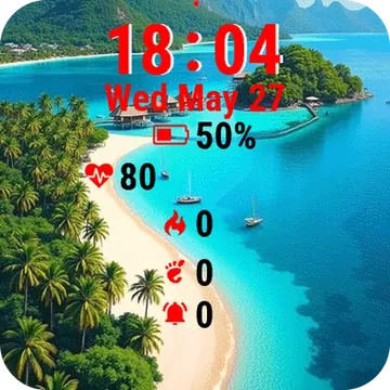 View Tropical Island Palm Garmin watch face preview