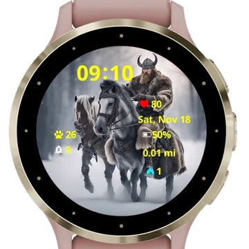 Viking on horse Garmin watch face preview