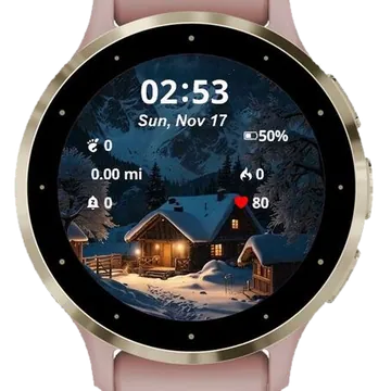 Village Houses Winter Garmin watch face preview