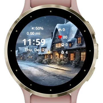 Village Snowfall Garmin watch face preview