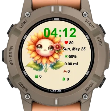 Wacky Flowers Garmin watch face preview