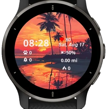 Watercolor Beach Sunset Garmin watch face preview