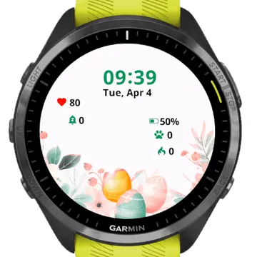 Watercolor Easter Background Garmin watch face preview