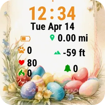 Watercolor Easter Garmin watch face preview