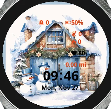 Watercolor Snowman Garmin watch face preview