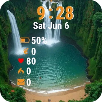 Waterfall Middle Green Garmin watch face preview