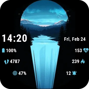 Waterfall Garmin watch face preview