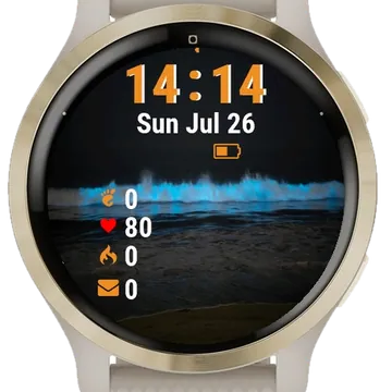 Wave Coming Shore Ocean Night Garmin watch face preview