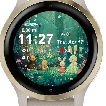 Whimsical Easter Bunny Garmin watch face preview