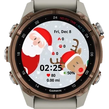 Whimsical Santa crafts Garmin watch face preview