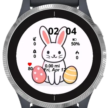 White Easter bunny rabbit Garmin watch face preview
