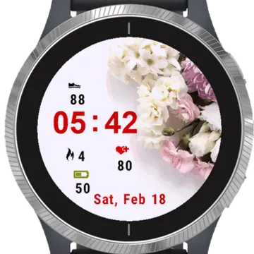 White Flowers Garmin watch face preview
