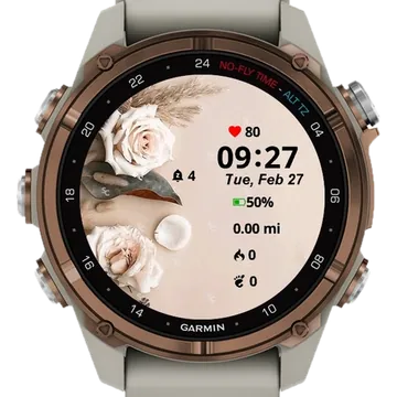 White Flowers Garmin watch face preview
