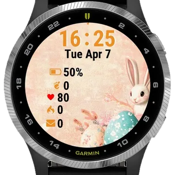 White Rabbit Basket Eggs Garmin watch face preview
