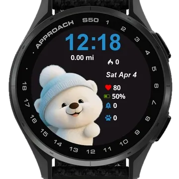 White Teddy Bear Garmin watch face preview