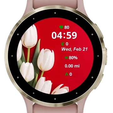 White Tulips 2 Garmin watch face preview