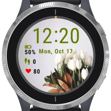 White Tulips 2 2 Garmin watch face preview