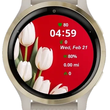 White Tulips Garmin watch face preview