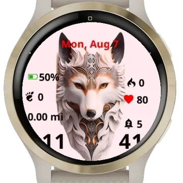 White Wolf Garmin watch face preview