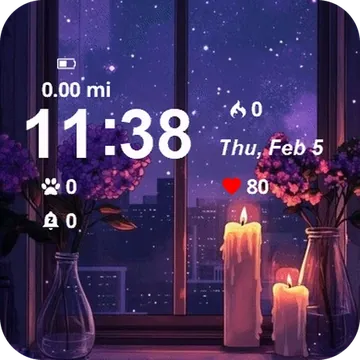 Window Flowers Candles It Garmin watch face preview