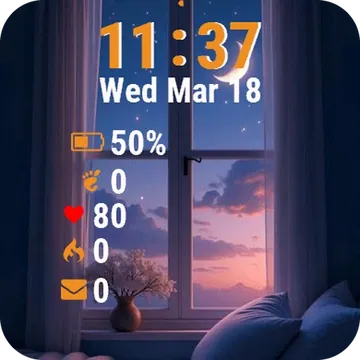 Window View Moon Stars Garmin watch face preview