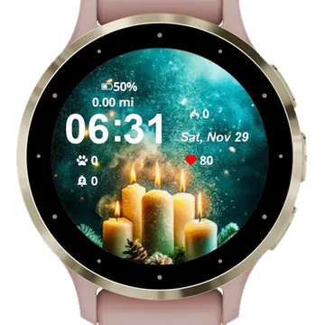 Winter Candles Garmin watch face preview