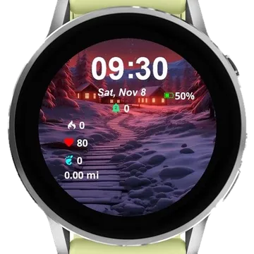 Winter Cottage Garmin watch face preview