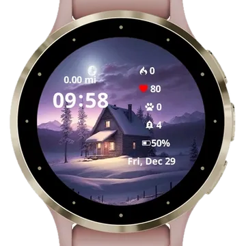 Winter Cottage Garmin watch face preview