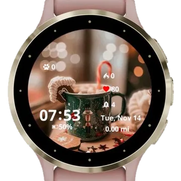 Winter Cup Tea Garmin watch face preview