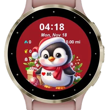 Winter Cute Penguin Garmin watch face preview