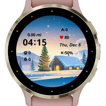 Winter festive landscape Garmin watch face preview