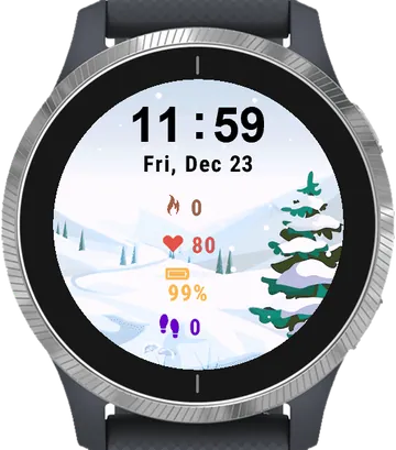 Winter Fields Garmin watch face preview