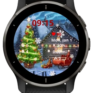 Winter House Christmas Garmin watch face preview