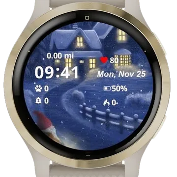 Winter House Snow Garmin watch face preview