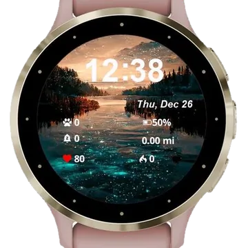 Winter Lake Nature Garmin watch face preview