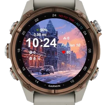 Winter Landscape City Garmin watch face preview